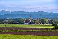 View of Polling, Pfaffenwinkel, Upper Bavaria, Bavaria, Germany [IBR125030508]