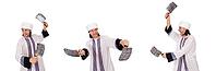 Arab man with axe on white [IBR125053188]