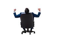 Businessman sitting on chair isolated on white [IBR125062159]