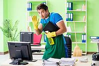 Male spy under cleaner cover stealing confidential documents [IBR125062184]
