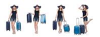 Girl with suitcases isolated on white [IBR125062204]