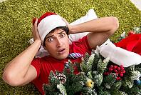 Young man drunk at home after christmas party [IBR125075760]