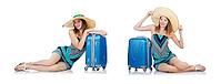 Woman with suitacases preparing for summer vacation [IBR125094429]