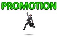 Businessman flying in promotion concept [IBR125094435]