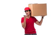 Young male courier with box [IBR125118001]