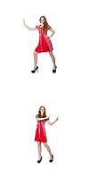 Redhead woman in red dress [IBR125118006]