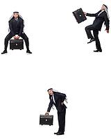 Arab businessman with suitcase isolated on white [IBR125118039]