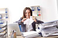 Young female employee unhappy with excessive work [IBR125141729]