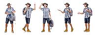 Young traveler with rucksack isolated on white [IBR125141740]