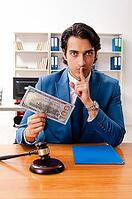 Young handsome judge sitting in courtroom [IBR125141757]