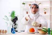 Scientist working in lab on GMO fruits and vegetables [IBR125141763]
