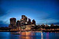 Night view, river themes, skyline behind, financial district, business district, financial district, financial district, high-rise walkie talkie, The City of London, blue hour, London, England, Great Britain, Great Britain [IBR125163336]