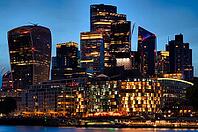 Night view, river themes, skyline behind, financial district, business district, financial district, financial district, high-rise walkie talkie, The City of London, blue hour, London, England, Great Britain, Great Britain [IBR125163347]