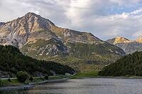 Lago Scale, mountain lake, Monte Solena in the back, Cancano area, Valdidentro, Sondrio, Italy [IBR125163400]