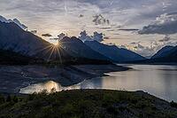 Sunset on Lake San Giacomo di Fraele, Monte Pettini and Monte Aguzzo, Cancano area, Valdidentro, Sondrio, Italy [IBR125163401]