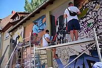 Graffiti jam event in Schwäbisch Hall, street art, urban, diversity jam, art form, sprayer, graffiti, subculture, event, Hohenlohe, Germany [IBR125164205]