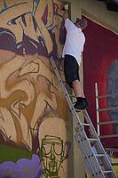 Graffiti jam event in Schwäbisch Hall, street art, urban, diversity jam, art form, sprayer, graffiti, subculture, event, Hohenlohe, Germany [IBR125164207]