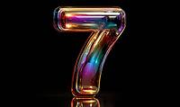 A modern number seven with a glass-like effect and colorful gradient on a black backdrop. AI generated [IBR125167384]