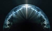 Front-facing texture of symmetrical luminous arc shape fading into darkness. AI generated [IBR125167391]