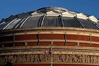LGBTQ flag waving at Royal Albert Hall, Kensington Gardens, Park, Kensington, City of Westminster, evening light, London, England, Great Britain, Great Britain [IBR125173435]