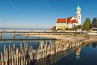 St. Georg Catholic Church, moated castle am Lake Constance, Bavaria, Germany [IBR125173450]