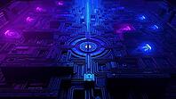 A glowing circuit board with neon lights creates a futuristic digital atmosphere, evoking a sense of security and innovation, AI generated [IBR125173482]