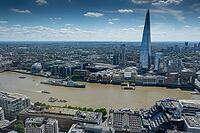 View from the 20 Fenchurch Street skyscraper of the city center, the Thames and The Shard skyscraper in the Southwark district, London, England, Great Britain, Great Britain [IBR125177948]
