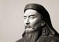 Genghis Khan, Dschingis Khan, or Chinggis Khan, born Temüjin, Temüdschin or Temüüdschin, c. 1162 – 1227, also known as Chinggis Khan, founder and first khan of the Mongol Empire, digitally edited based on a bust [IBR125183147]