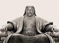 Genghis Khan, Dschingis Khan, or Chinggis Khan, born Temüjin, Temüdschin or Temüüdschin, c. 1162 – 1227, also known as Chinggis Khan, founder and first khan of the Mongol Empire, digitally edited based on a monument to Genghis Khan in Ulaanbaator, Mongoli [IBR125183148]