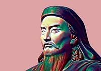 Genghis Khan, Dschingis Khan, or Chinggis Khan, born Temüjin, Temüdschin or Temüüdschin, c. 1162 – 1227, also known as Chinggis Khan, founder and first khan of the Mongol Empire, digitally edited based on a bust [IBR125183153]