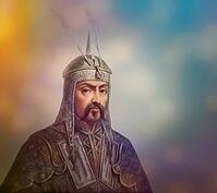 Genghis Khan, Dschingis Khan, or Chinggis Khan, born Temüjin, Temüdschin or Temüüdschin, c. 1162 – 1227, also known as Chinggis Khan, founder and first khan of the Mongol Empire, digitally edited based on a historical illustration of a 1278 portrait taken [IBR125183154]