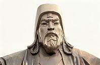 Genghis Khan, Dschingis Khan, or Chinggis Khan, born Temüjin, Temüdschin or Temüüdschin, c. 1162 – 1227, also known as Chinggis Khan, founder and first khan of the Mongol Empire, digitally edited based on a monument to Genghis Khan in Ulaanbaator, Mongoli [IBR125183158]