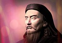 Genghis Khan, Dschingis Khan, or Chinggis Khan, born Temüjin, Temüdschin or Temüüdschin, c. 1162 – 1227, also known as Chinggis Khan, founder and first khan of the Mongol Empire, digitally edited based on a bust [IBR125183163]