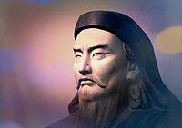 Genghis Khan, Dschingis Khan, or Chinggis Khan, born Temüjin, Temüdschin or Temüüdschin, c. 1162 – 1227, also known as Chinggis Khan, founder and first khan of the Mongol Empire, digitally edited based on a bust [IBR125183166]