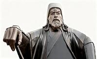 Genghis Khan, Dschingis Khan, or Chinggis Khan, born Temüjin, Temüdschin or Temüüdschin, c. 1162 – 1227, also known as Chinggis Khan, founder and first khan of the Mongol Empire, digitally edited based on a monument to Genghis Khan in Ulaanbaator, Mongoli [IBR125183171]