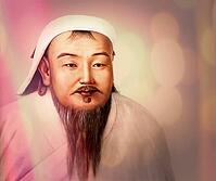 Genghis Khan, Dschingis Khan, or Chinggis Khan, born Temüjin, Temüdschin or Temüüdschin, c. 1162 – 1227, also known as Chinggis Khan, founder and first khan of the Mongol Empire, digitally edited based on a historical illustration of a 1278 portrait taken [IBR125183173]