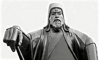 Genghis Khan, Dschingis Khan, or Chinggis Khan, born Temüjin, Temüdschin or Temüüdschin, c. 1162 – 1227, also known as Chinggis Khan, founder and first khan of the Mongol Empire, digitally edited based on a monument to Genghis Khan in Ulaanbaator, Mongoli [IBR125183174]