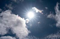 Sunny daylight shot with bright blue sky and white clouds, weather photo, a mix of sun and clouds above 27798 Hude, Oldenburg district, Germany [IBR125185835]