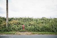44490 Le Croisic, Brittany, France, lonely red water hydrant on the side of the road [IBR125185848]