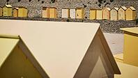 44490 Le Croisic, Bretagne, France, yellow bathhouses at Port Saint Michel [IBR125185859]