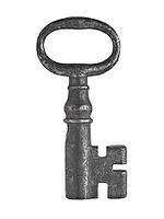 Vintage rusty cabinet lock key over white [IBR125188181]