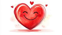 Red Heart Smiling On A White Background: Artwork For Valentine'S Day Greetings, Cards, Web Designs, Posters, Flyers, Brochures, And Prints, AI generated [IBR125195681]