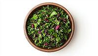 Massaged Kale And Cooked Quinoa Salad With Dried Cranberries And Lemon-Tahini Dressing Bursting With Nutritional Goodness And Flavor, AI generated [IBR125195684]