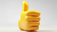 Yellow Thumb Up Emoji On White Background: A Popular Emoji For Social Media Messages Conveying Approval And Positivity. Perfect For Expressing Agreement, AI generated [IBR125195688]