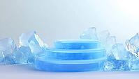 Ice-Crafted Blue Podium: A Unique And Elegant Display Stand Constructed From Chilled And Frosty Material In A Striking Blue Hue, AI generated [IBR125195697]
