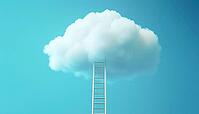 Ladder Reaches The White Cloud On The Blue Sky: Metaphor For Motivation, Surreal Dream, And Challenge, AI generated [IBR125195701]