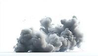 Realistic Smoke Cloud Or Gray Fog: Rocket Or Missile Launch Pollution. Abstract Gas On Vapor Machine Steam Or Explosion Dust, AI generated [IBR125195706]
