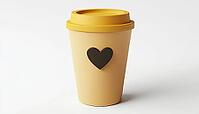 Heart Logo Coffee Cup: A Stylish And Unique Drinkware With A Heart-Shaped Logo Design, Perfect For Enjoying Your Favorite Brew, AI generated [IBR125195707]