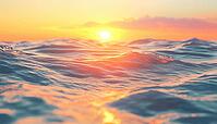 Stunning Close-Up View Of Tranquil Sea Waves Under Orange Sunrise Sunlight On A Tropical Island Beach. Exotic Shore Coast, Summer Vacation Paradise. Relax In Nature, AI generated [IBR125195720]