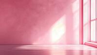 Soft And Beautiful Pastel Pink Abstract Design With Copy Space On Empty Wall Of Room Painted In Pink, AI generated [IBR125195727]